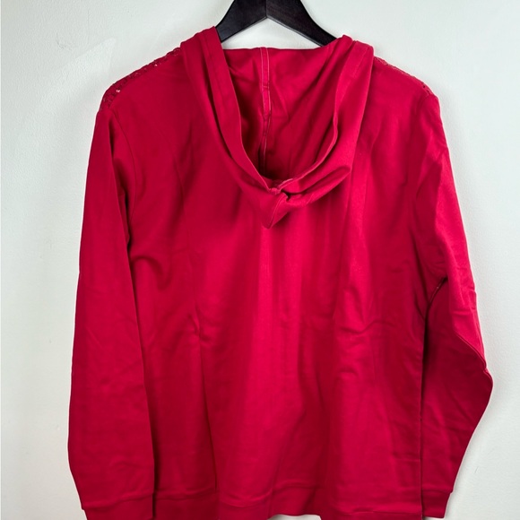 NWT Quacker Factory Long Sleeve Zipper Hoodie Sweater Jacket XL Red A203829 - Picture 2 of 8
